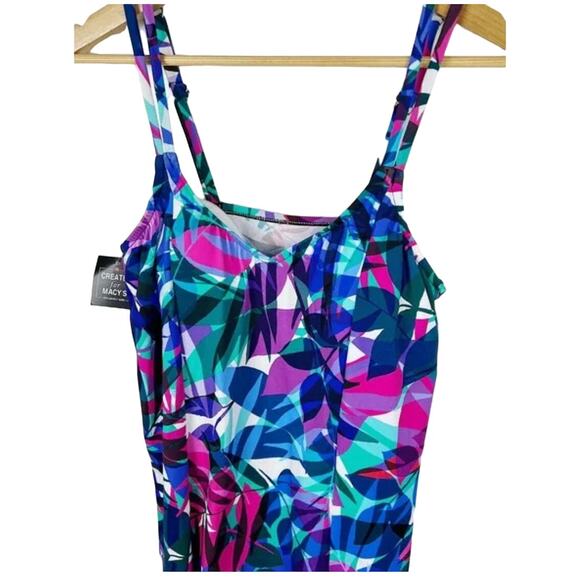Swim Solutions Princess-Seamed High-Low Tankini Top New Blue Purple 24W - Picture 4 of 5